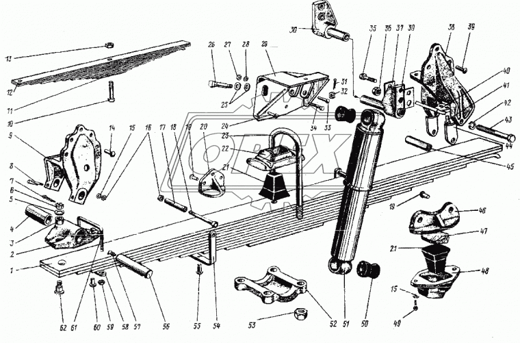 500А-2902054-10 Лист №5 перед. рессоры с хомутами в сборе
