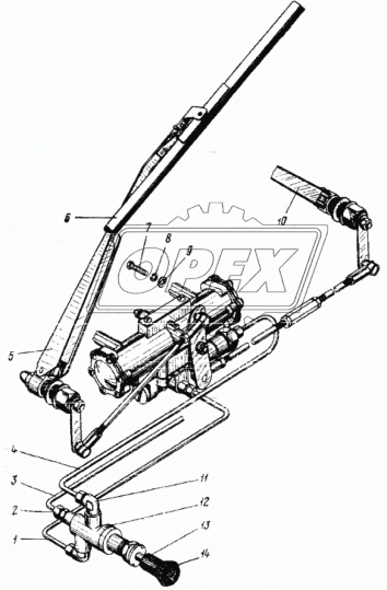 4320-5205040 Трубка (сталь) ф5 L=1440 Г=М10+К12/Г=М10+К12 от стеклоочистителя к крану правая в сборе УРТ
