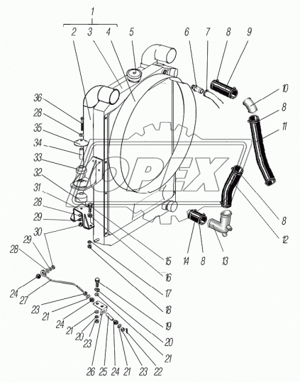 4320Я5-1303010 Патрубок УРАЛ радиатора ф58, l=270 Урал