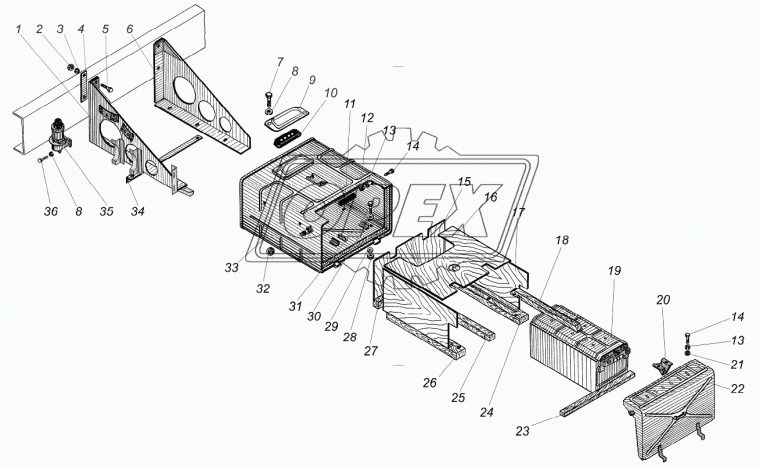 4320-3748010-03 Контейнер АКБ 630х560х340 в сборе Урал
