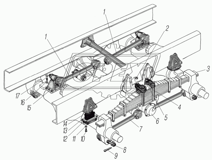 640-2919012 Штанга реактивная УРАЛ нижняя L=620 в сборе с пальцами М33х1,5 КАМАЗ