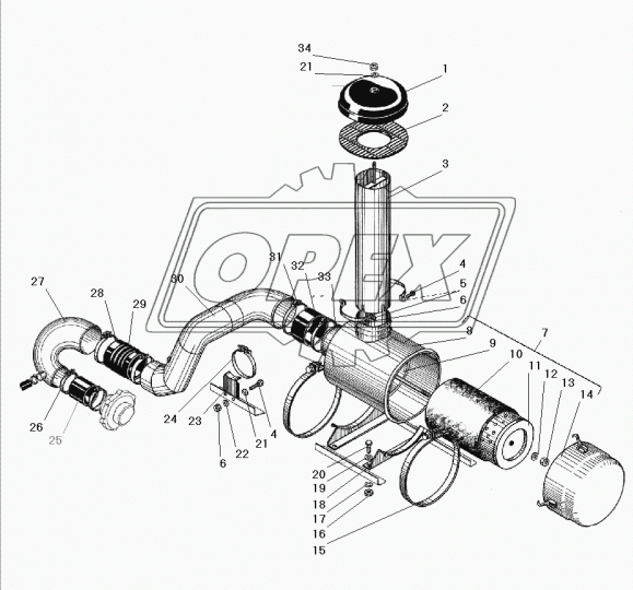 5323РХ-1109300 Патрубок воздухоподводящий (сталь) L=60 ф30/ф90/ф130 под патрубки Урал