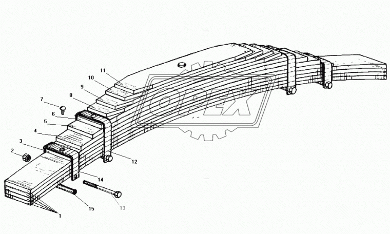 53236Х-2902111 Лист №11 Рессора передняя для Урал 53236 12 листов