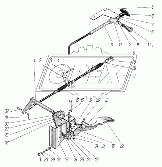 5323Е-1108213 ОСЬ ПЕДАЛИ Урал
