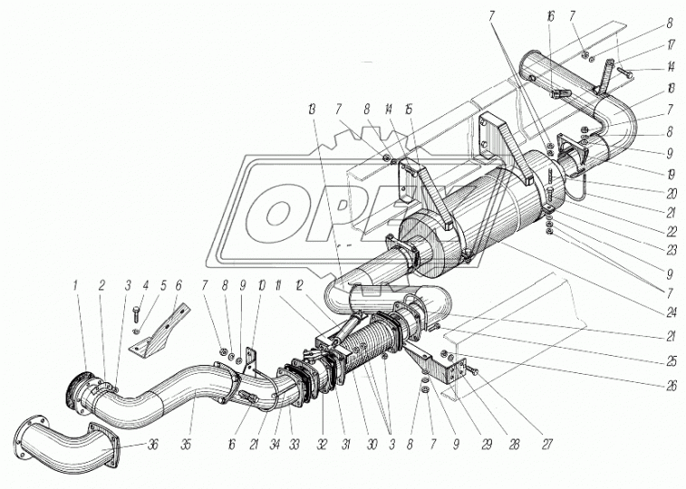 5323РХ-1203006-10 ТРУБА ПРИЕМНАЯ ГЛУШИТЕЛЯ ЗАДН. Урал