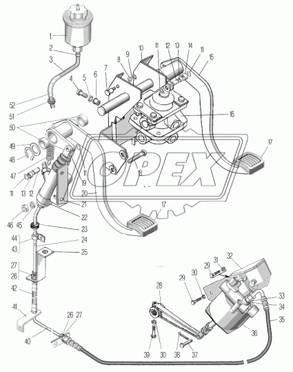 6361-3514008 Кран тормозной 2-х секционный; с рычагом Урал