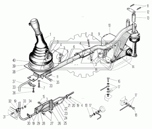 5323РХ-1702200-21 МЕХАНИЗМ ДИСТАНЦ ПЕРЕК ПЕРЕДАЧ Урал