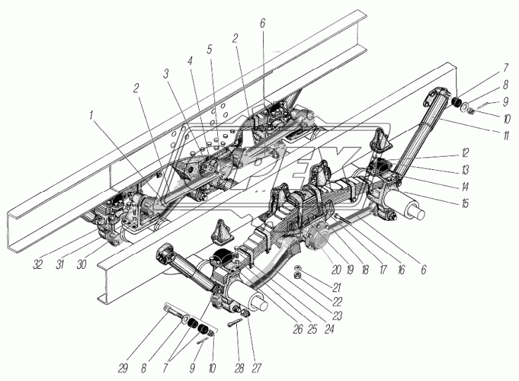 5323Ф-2908050 ОСЬ ПЕРЕДНЕЙ БАЛАНСИРНОЙ ПОДВЕСКИ Урал