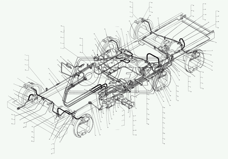 5557-3506455 Трубка в сборе от тормозного крана к клапану прицепа, нижняя Урал
