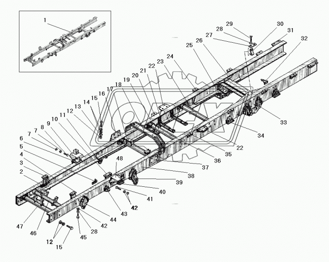 5557Я3-2800010 Рама с дв-лем 236НЕ2, нет поперечины № 1 Урал