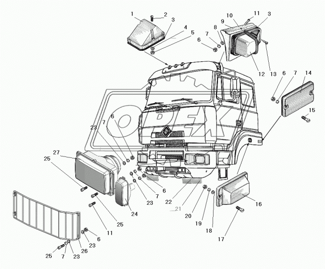 63685-3711055 Защитная решетка фар Урал