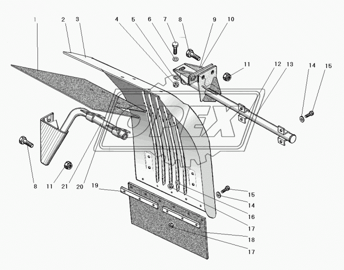 63685-8403264-01 Брызговик (ПВХ) 960х550 переднего крыла правый Урал
