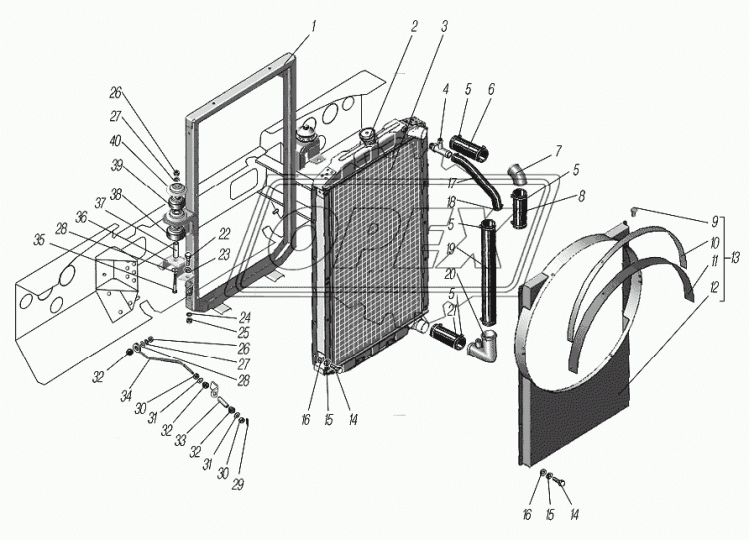 6370-1303121 Патрубок водоподводящий УРАЛ; (снят с производства) Урал