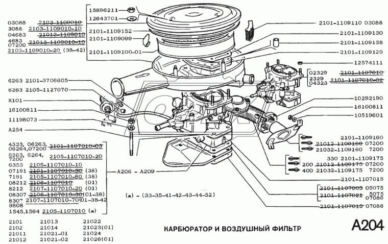 2107-1107010-20 Карбюратор ВАЗ-2107-20; (V=1500-1600 с вакуум-корректором) ДААЗ