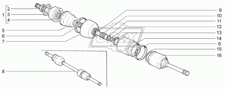 21213-2215011-20 Привод передних колес ВАЗ-21214, 2123 Chevrolet Niva; левый н/о 24шл. ВАЗ