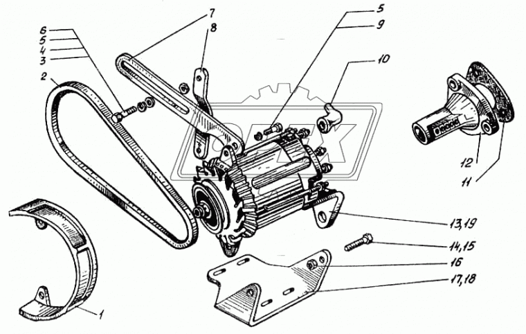 01-1407 Прокладка треуг. 76х76; фвнутр=44; 3отв.ф8, под привод тахоспидометра ПТ-3802010-09 ПАК-авто
