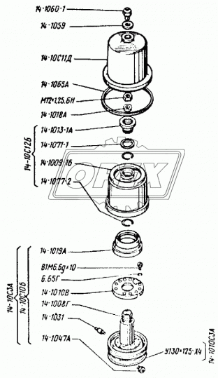 14-1060-1 Гайка С/И колпака масляного фильтра СМД ЧТЗ