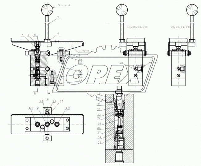 13.80.04.850 Блок управления 110 BFM-06 (1 педаль+ручка прав. ) П 762А-00.000- ТВЭКС