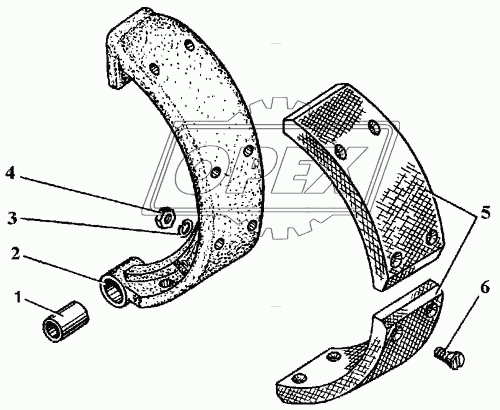 ЭО-3323.20.30.402 Накладка тормозная (215х100) МАЗ,ЗИЛ ЭО передняя (1шт); не сверлёная ТВЭКС