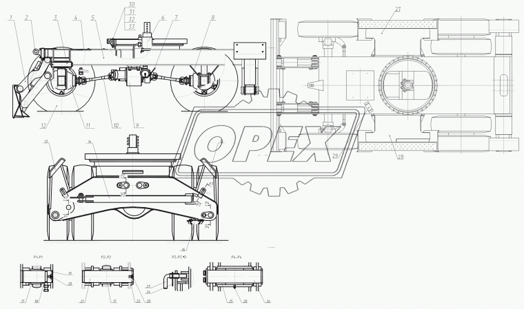 312-04-82.70.000 Пневмоуправление на ходовой раме ТВЭКС