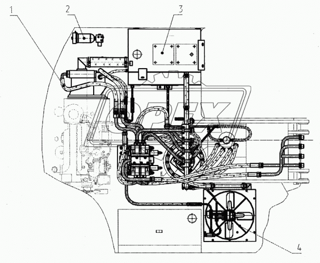 214-30-80.01.000 Трубопроводы на поворотной платформе (гидроаппараты «Bosch-Reхroth») Bosch