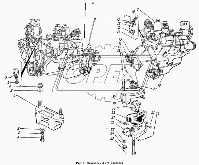 130-1001085 Прокладка С/Ф; L=68 S=22; 1отв.ф14, регулир. задней опоры двигателя ЗИЛ