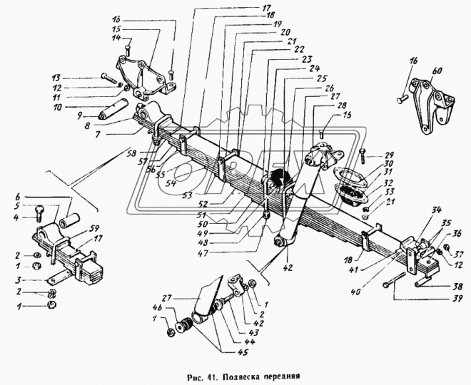 131-2902100-11 Лист №1 рессоры ЗиЛ передней (L=1513 мм.) ЗиЛ-130,131 ЧМЗ