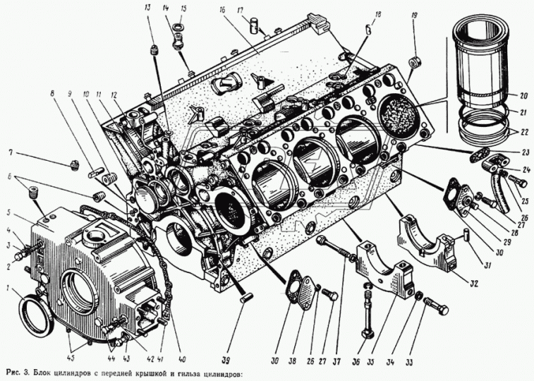 740.1002264-20 Крышка блока L=370х250 h=110 с сальник,шпильк(М8х1,5-6шт,М12х1,5-8шт)передняя,УРАЛ КАМАЗ