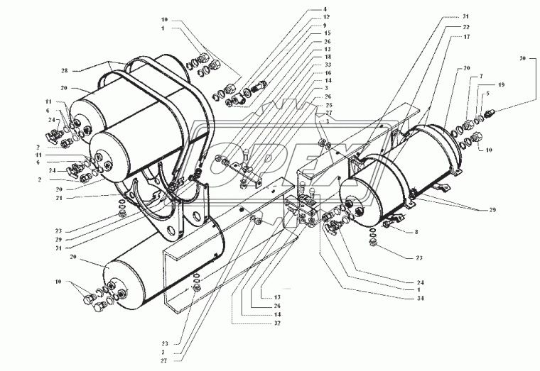 4331-3513078 Кронштейн 260х285; 3отв.ф11/1отв.ф22 ресивера ЗИЛ