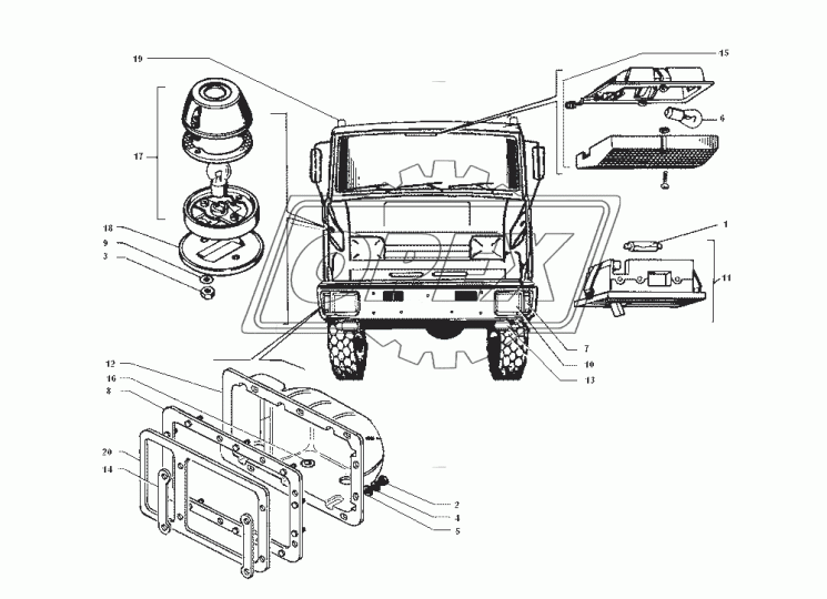 4331-3711035-10 Кожух фары под квадратную фару и переднего фонаря