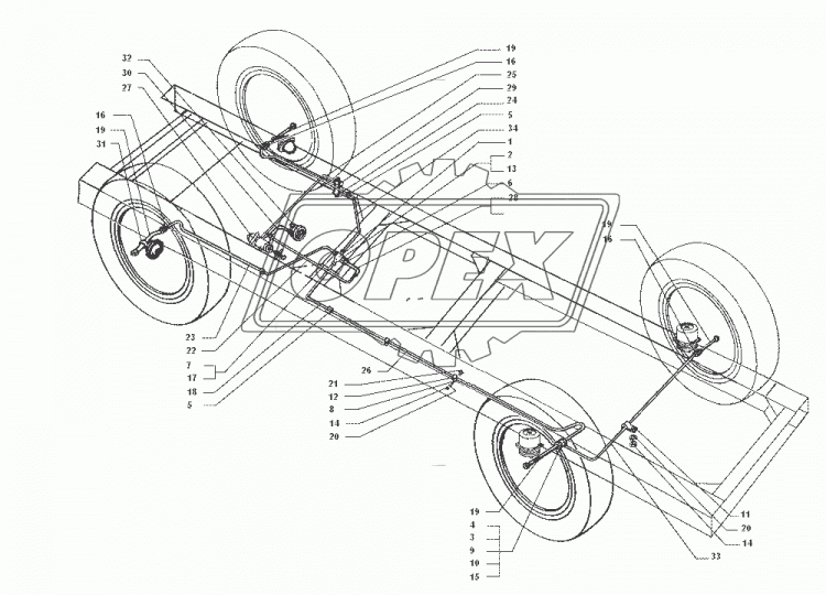 433420-3125050 Шланг тормоз. ф14 L=810 Г=М16+К19/Ш=Рвнутр=М14х1,5/Рнаруж=М18+К19 ЗИЛ