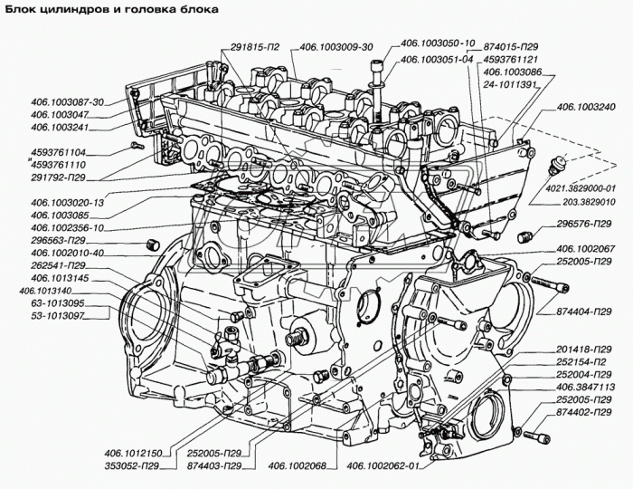 406.1002010-40 Блок цилиндров с крышками подшипников дв.ЗМЗ-4061,4062,4063 (360х299х398) ЗМЗ