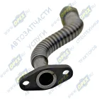 201V05703-5395 Трубка (сталь) кривая (2 изг.) ф18 L=200 Ш=М24х1,5+К32/ромбич. флан. 68х30 2 отв. ф9 (гофра) слива масла с турбины T5G\SITRAK MC11 Howo