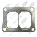 612630110725 Прокладка (сталь) прямоуг. 124х95 2 внутр. отв. 63х45 4 отв. ф11 с выступом  турбокомпрессора WP13 Shaanxi