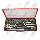 VE TK22 Набор головок торцевых 1/2"; DR 6-ти гран (8-32) 24пр металл кейс, вороток,трещетка VE-TK22 VETTLER