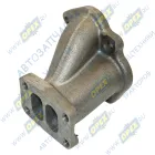 7406.1008035 Патрубок (чугун) выпускной левый ЕВРО-2,3; ф45; L=135 фланец 3отв.ф10/фланец 4отв.М10х1,25 (голый) КАМАЗ