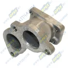 7406.1008035 Патрубок (чугун) выпускной левый ЕВРО-2,3; ф45; L=135 фланец 3отв.ф10/фланец 4отв.М10х1,25 (голый) КАМАЗ