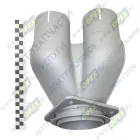 54115-1203035 Тройник L=260 квадратный фланец 4отв.ф10/2 выхода ф96 коробки переключ.газов к глушителю в сб.; (загнутый) КАМАЗ