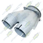 54115-1203035 Тройник L=260 квадратный фланец 4отв.ф10/2 выхода ф96 коробки переключ.газов к глушителю в сб.; (загнутый) Кукмор