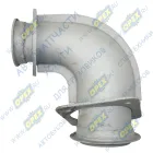 954115-1203011-50 Патрубок (сталь) кривой (1 изг.) ф60х64/ф83х87 L=320 кругл. флан. Ф110 6 отв. ф9 квадр. флан. 130х130 4 отв. ф11 ТКР Кукмор