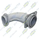 954115-1203011-60 Патрубок (сталь) кривой (1 изг.) ф60х64/ф83х87 L=350 кругл. флан. Ф110 6 отв. ф9 квадр. флан. 130х130 4 отв. ф11 ТКР Кукмор