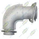 954115-1203011-60 Патрубок (сталь) кривой (1 изг.) ф60х64/ф83х87 L=350 кругл. флан. Ф110 6 отв. ф9 квадр. флан. 130х130 4 отв. ф11 ТКР Кукмор