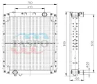 650136Т-1301010 Радиатор водяной МАЗ-551646,650136,630346 (дв.Deutz,ММЗ Д-263.1,Евро-3); 4- рядн. (алюм) 860х755; 2хd=30/1хd=16 под расшир.бачок ТАСПО
