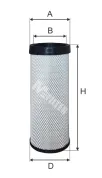 Фильтр воздушный A=172 B=133 D=162 H=502 (внутр.) Scania R144 DSC9/11/12/14 1995 => SCANIA T Truck (2003-2020)