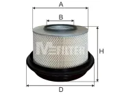 Фильтр воздушный A=276 B=10 C=133 D=338 H=254 (с крышкой ) MB ОM353/366/402/401/407/422 MB LCV (1970-2020)
