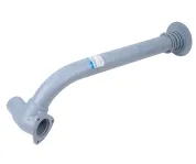 Труба выпускная ф75 L=870; треугольный фланец 3отв.ф10; с кронштейном, гнутая