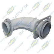 Патрубок (сталь) кривой (1 изг.) ф60х64/ф83х87 L=350 кругл. флан. Ф110 6 отв. ф9 квадр. флан. 130х130 4 отв. ф11 ТКР