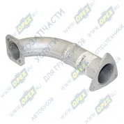 Труба приемная глушителя МАЗ-4370 L=455 треугольный фл. 3отв./квадрат.фланец 4отв., в сборе