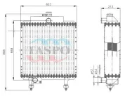 Радиатор водяной 600х625; 2хd=52; (5-ти ряд.) МТЗ 1820; МТЗ-1523,1520,1521 (дв.ММЗ Д-260.9) Автогрейдер ГС-14.02,Каток вибрационный А-6811 "АМК