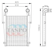 Охладитель наддувочного воздуха ОНВ МАЗ-6516А8,6430A8,5432А8,5440A80,534008,6303 (дв.ЯМЗ-658) 840х750х75; 2хd=95